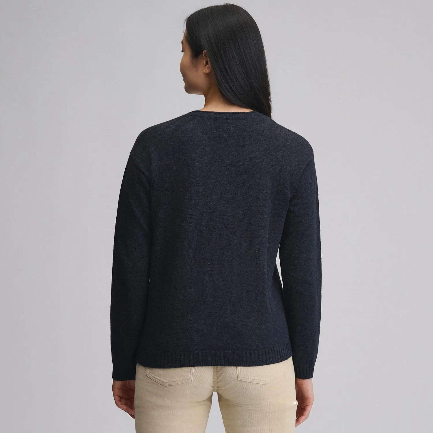 Eddie Bauer Cotton Slub Crew pulover femei albastru bumbac