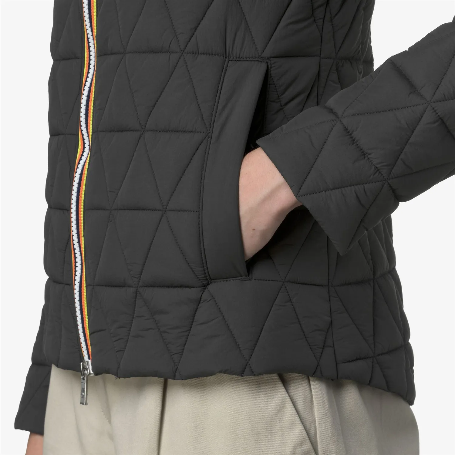 K-Way Lil Diamond Quilted Warm geaca scurta gri calduroasa