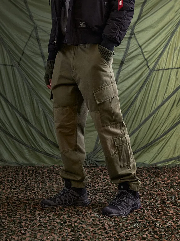 Alpha Industries ACU pantaloni cargo olive camo bumbac