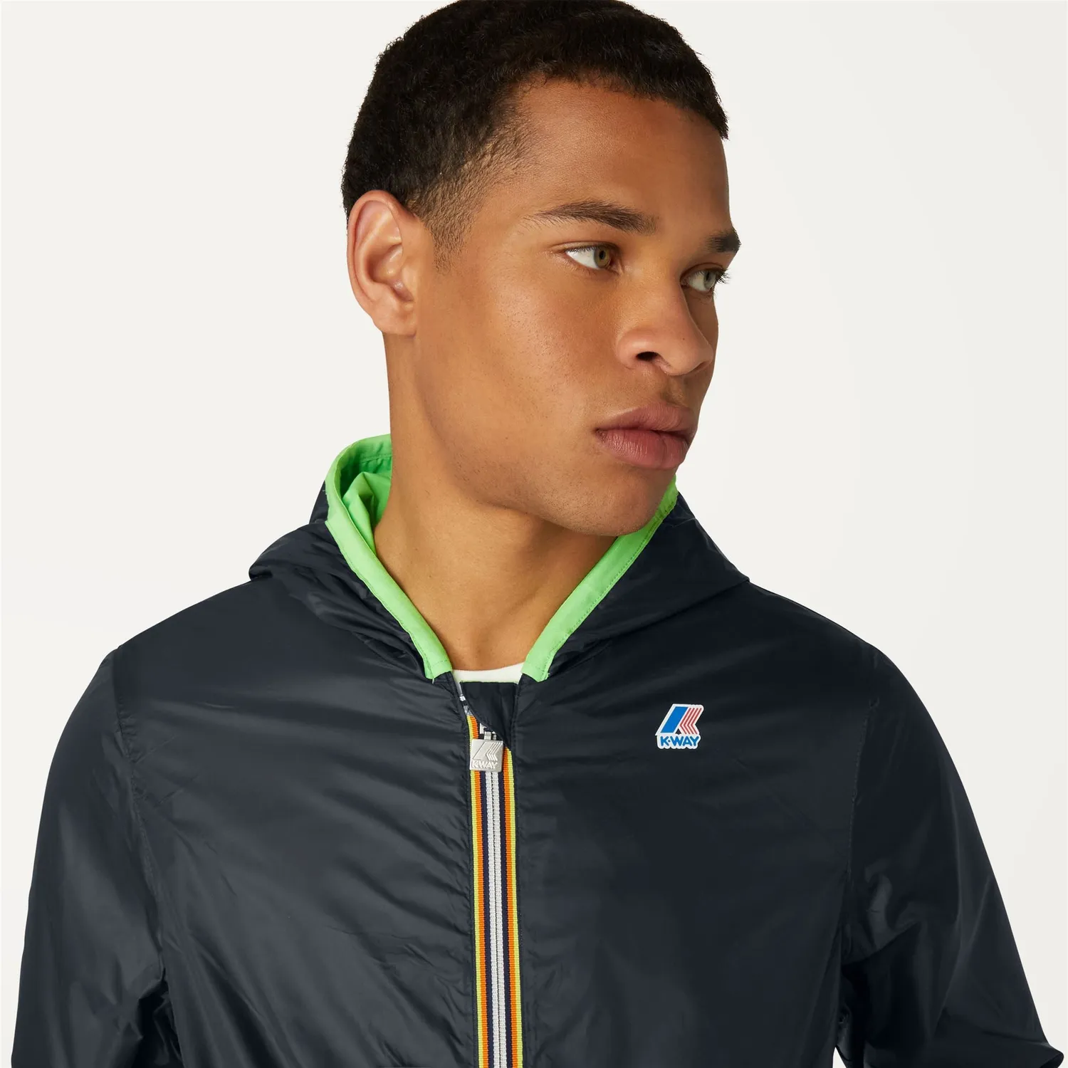 K-Way Jacques Plus Double Fluo geacă verde fluo-albastru impermeabilă
