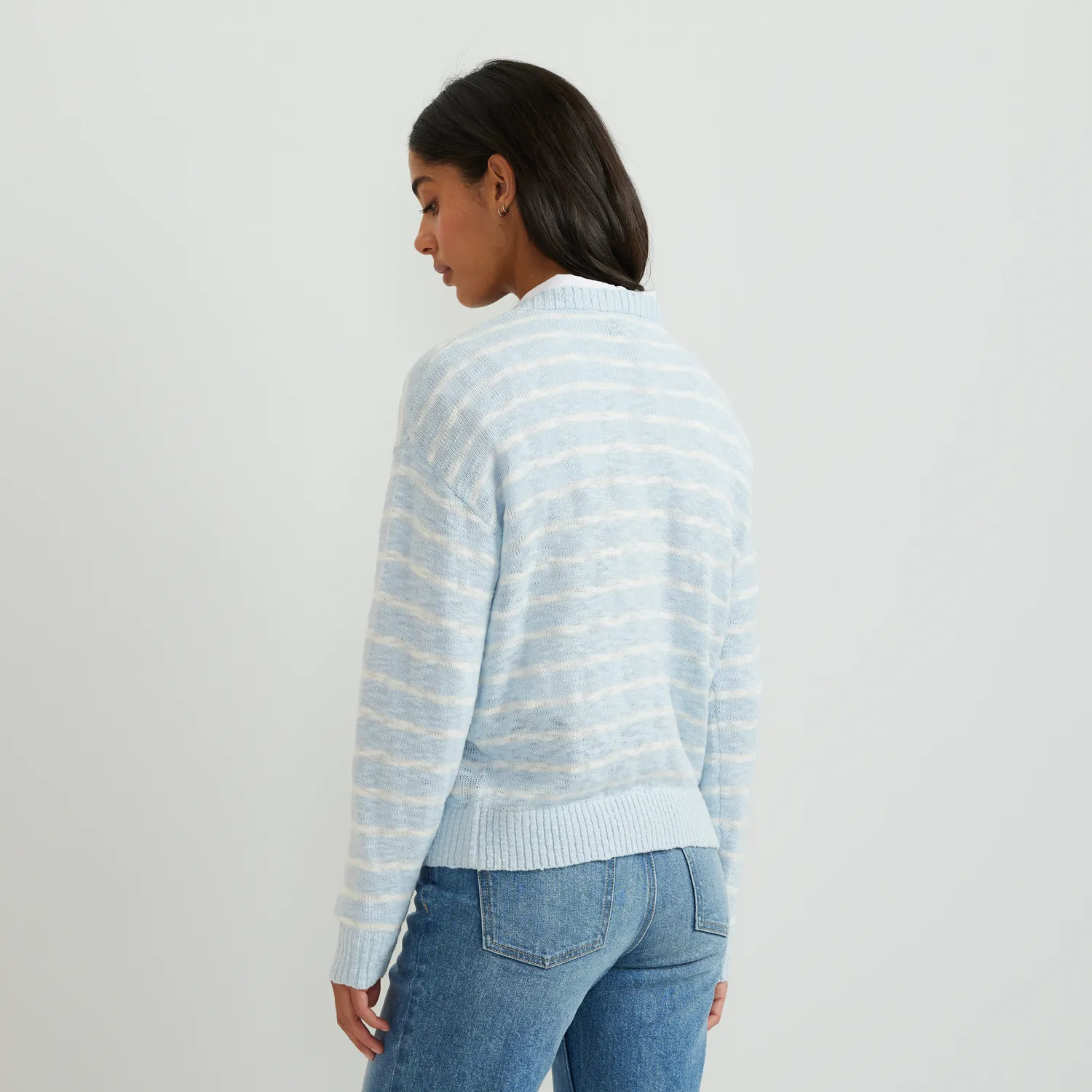 Eddie Bauer Slub Stripe pulover dama Pale Blue dungi