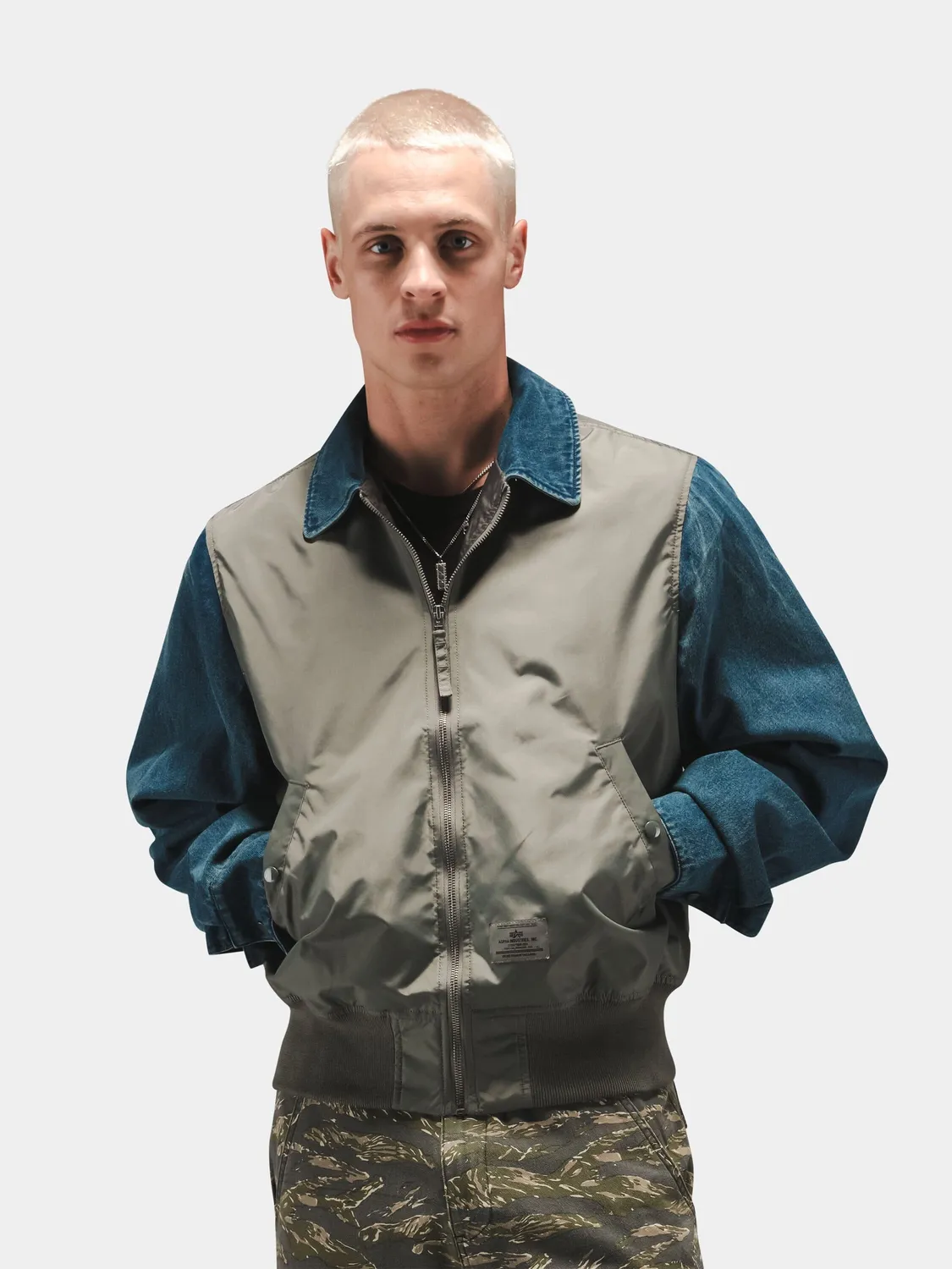 Alpha Industries Denim Relaxed Mixed Media flight gri