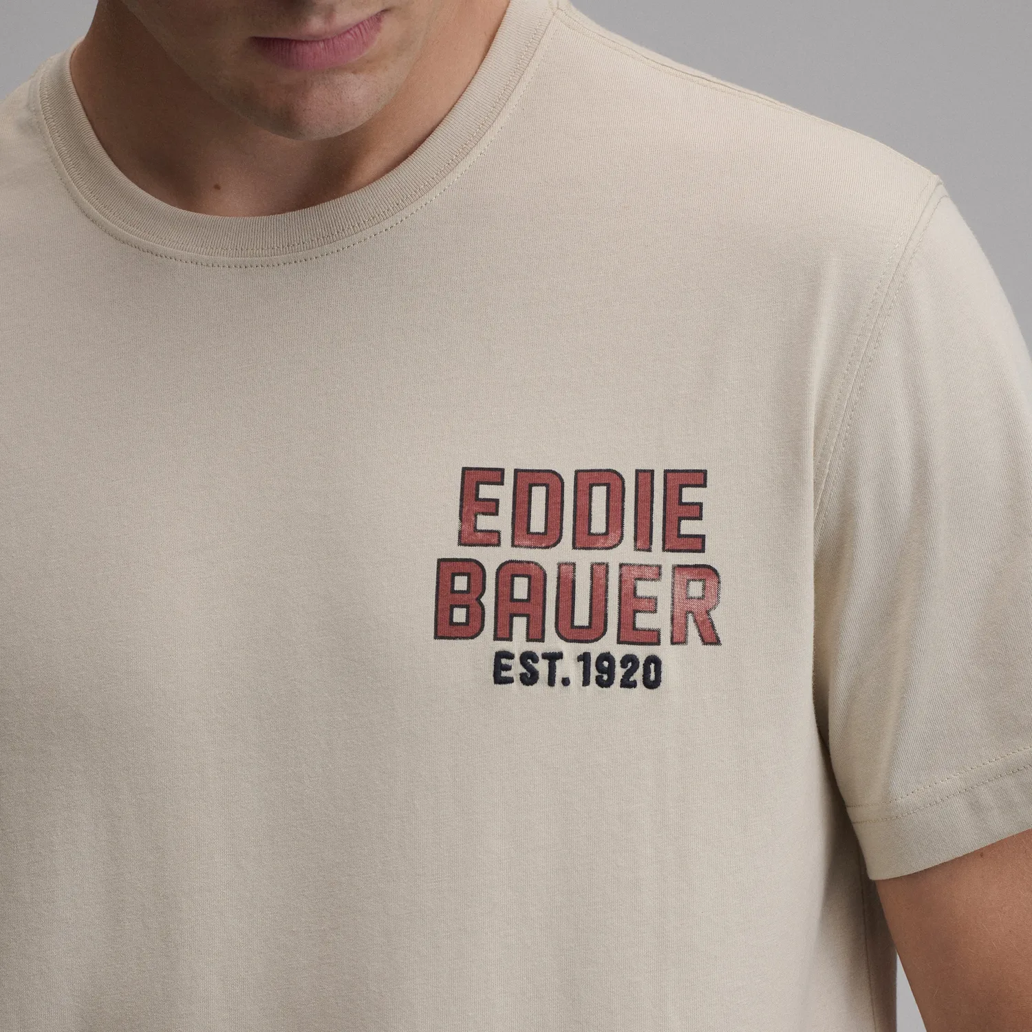 Eddie Bauer EB Est. 1920 tricou bumbac bej clasic