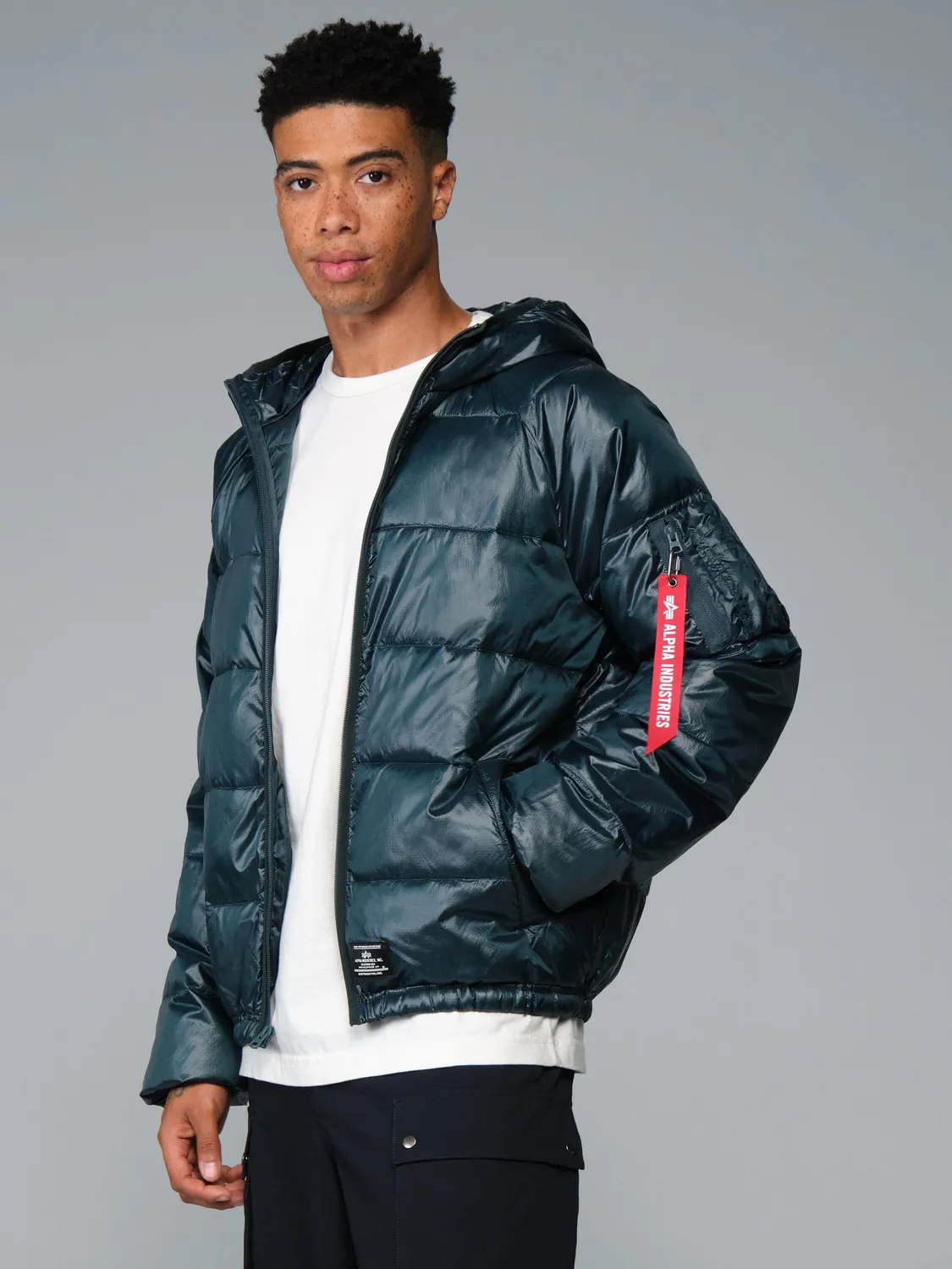 Alpha Industries Laughlin Ultralight geaca puffer Midnight Teal gluga