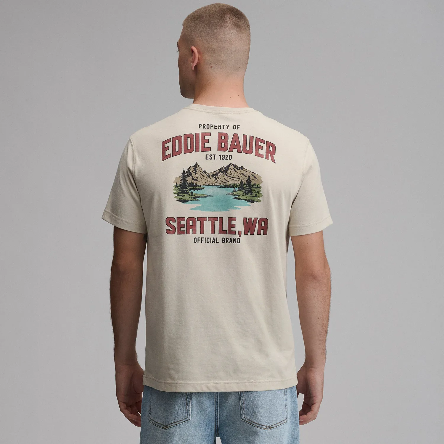 Eddie Bauer EB Est. 1920 tricou bumbac bej clasic