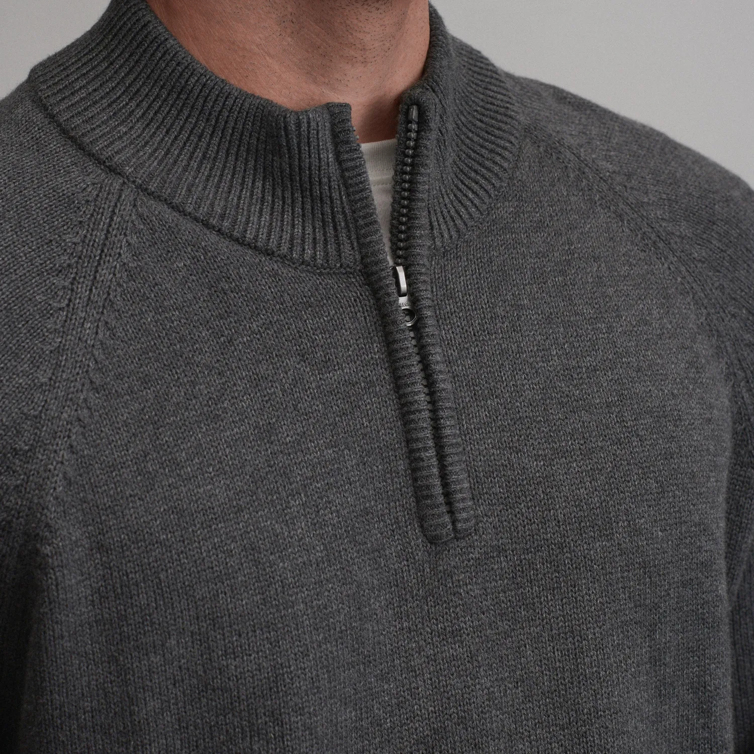 Eddie Bauer Classic Quarter-Zip pulover Heather Oatmeal călduros