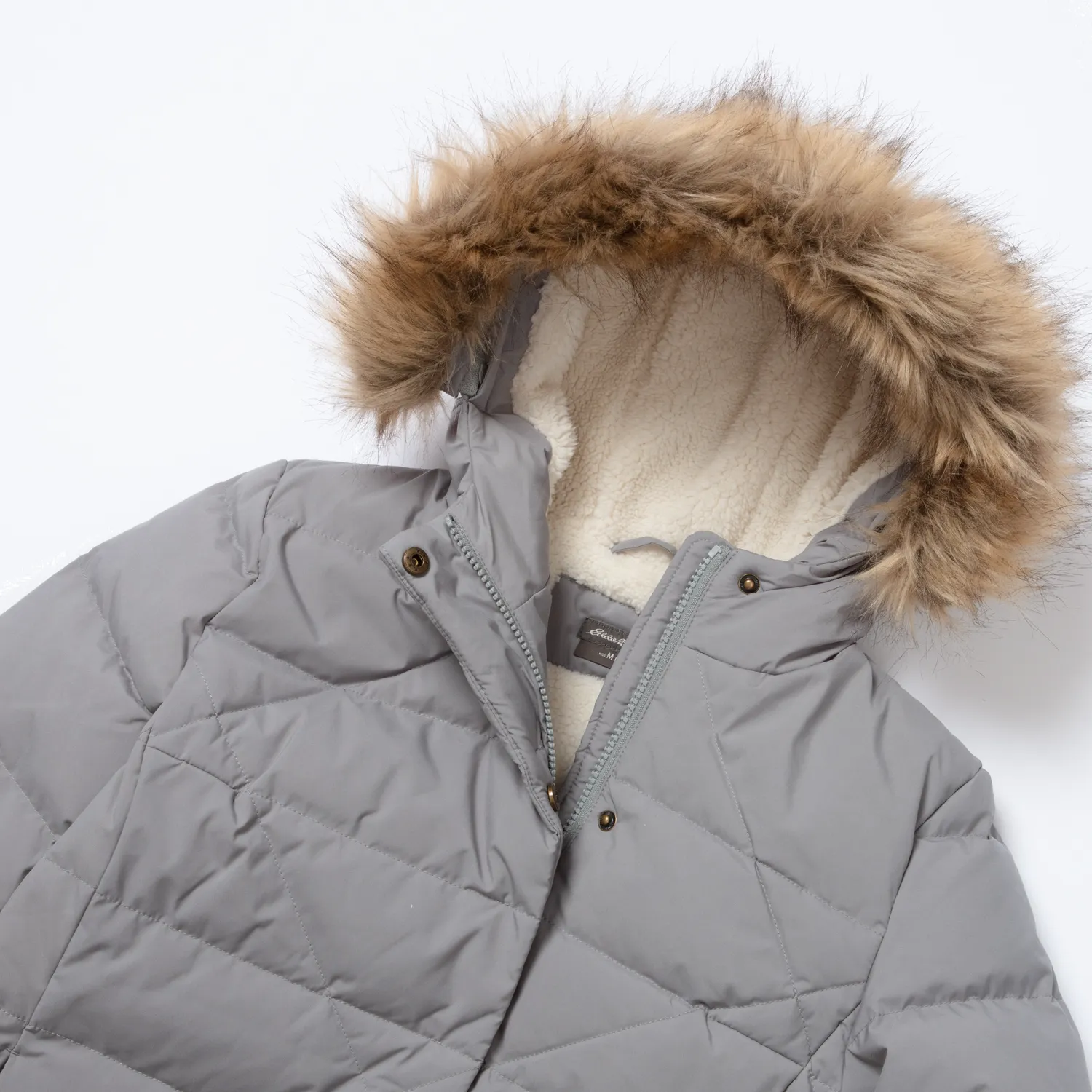 Eddie Bauer Sun Valley Frost Down parka fete gri cu puf