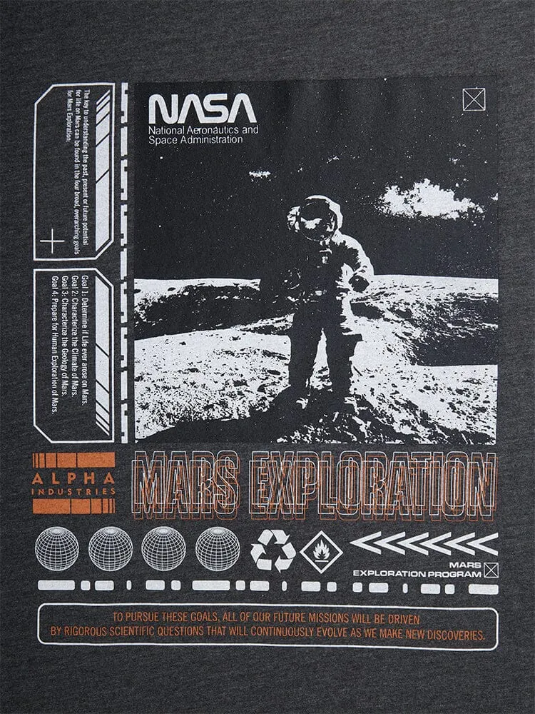 Alpha Industries NASA Exploration tricou gri închis bumbac