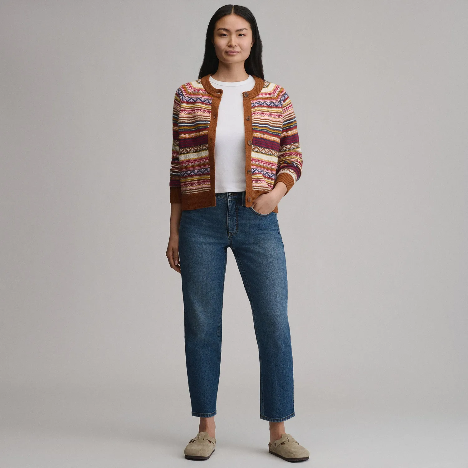 Eddie Bauer Signature Cardigan Stripe cardigan dungi rust heather
