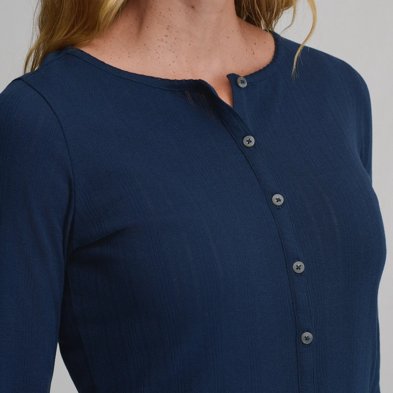 Eddie Bauer Pointelle Button Top bluză Lavender Mist