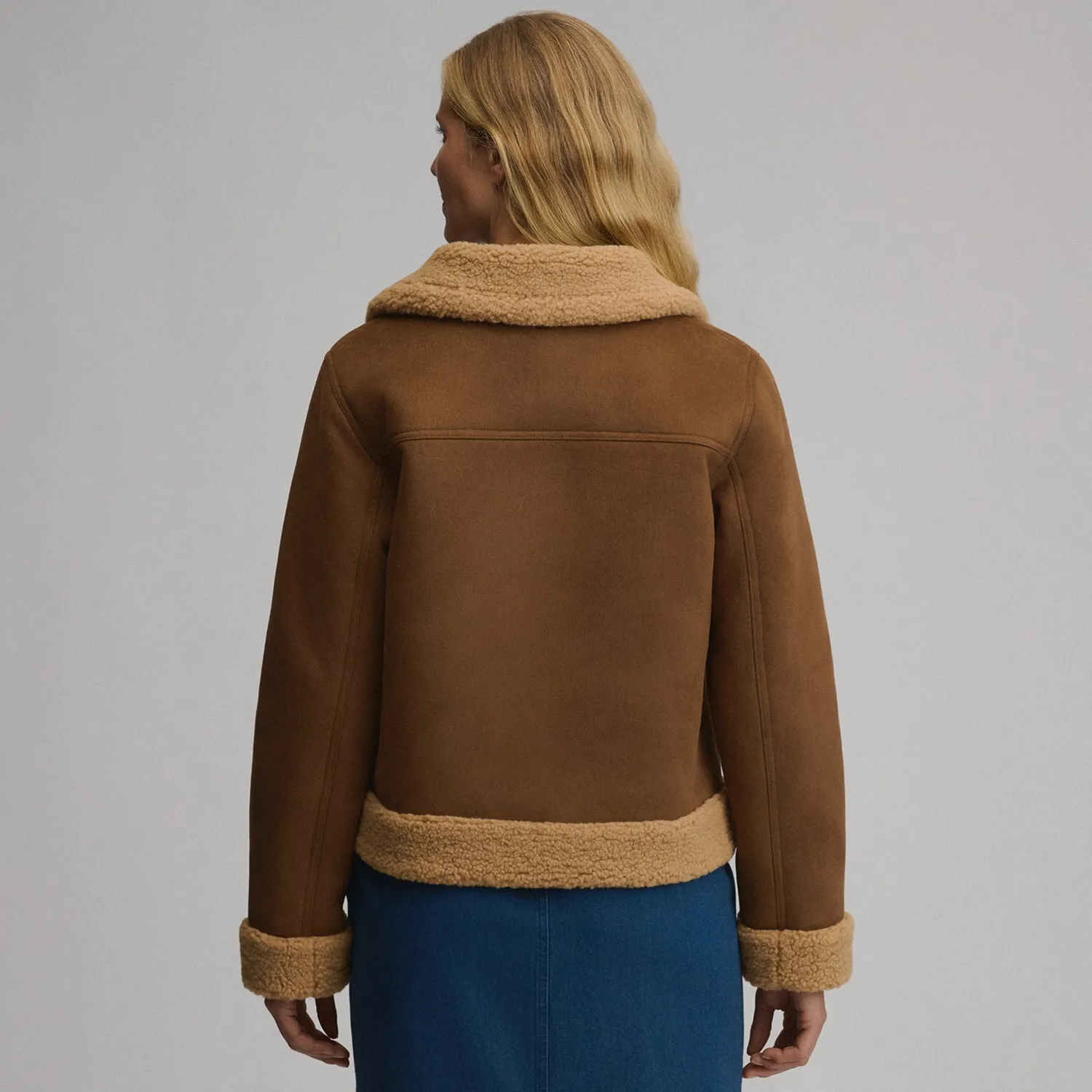 Eddie Bauer Faux Shearling geaca dama camel calduroasa