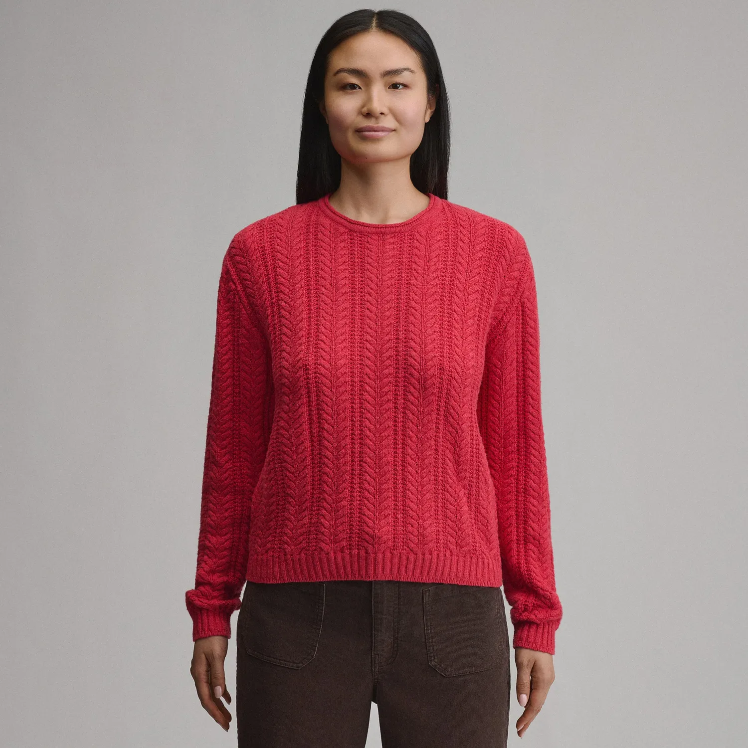 Eddie Bauer Cotton Cable Crew pulover dama bumbac chili calduros