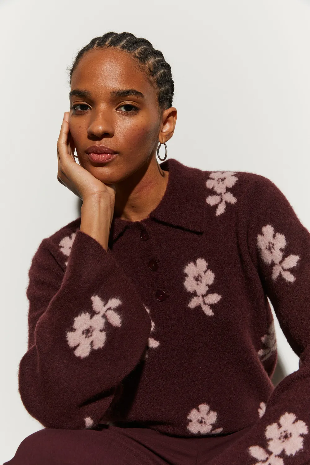 Isabelle Blanche camasa polo jacquard burgundy M