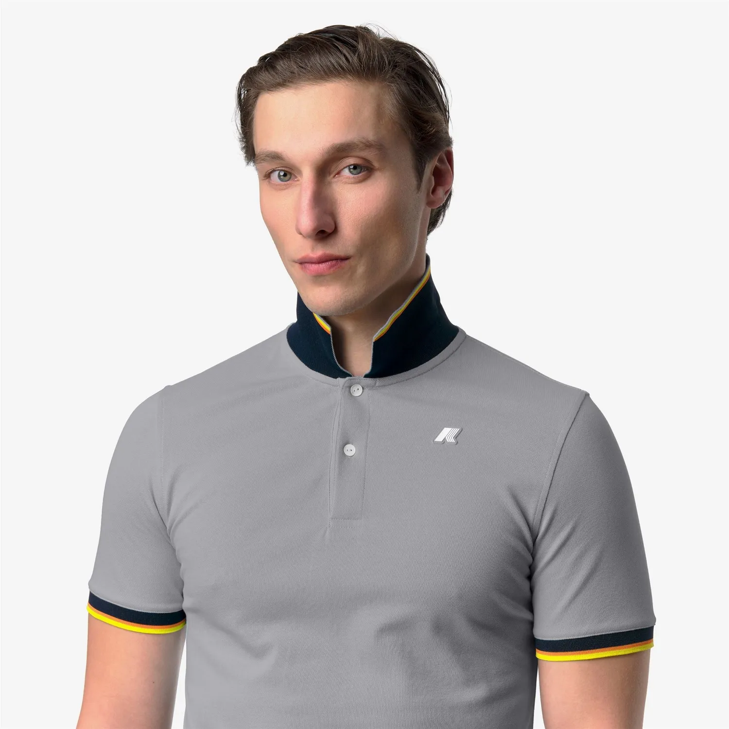 K-Way Vincent Pique Slim polo barbati gri din bumbac