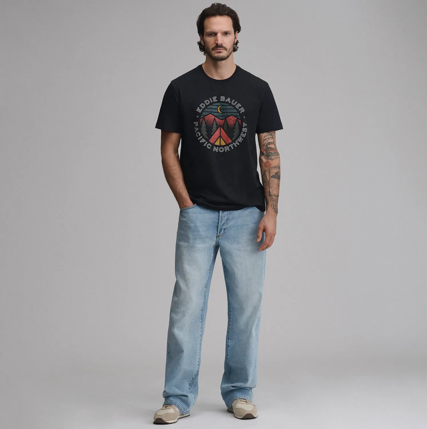 Eddie Bauer Pacific Northwest tricou negru bumbac Regular