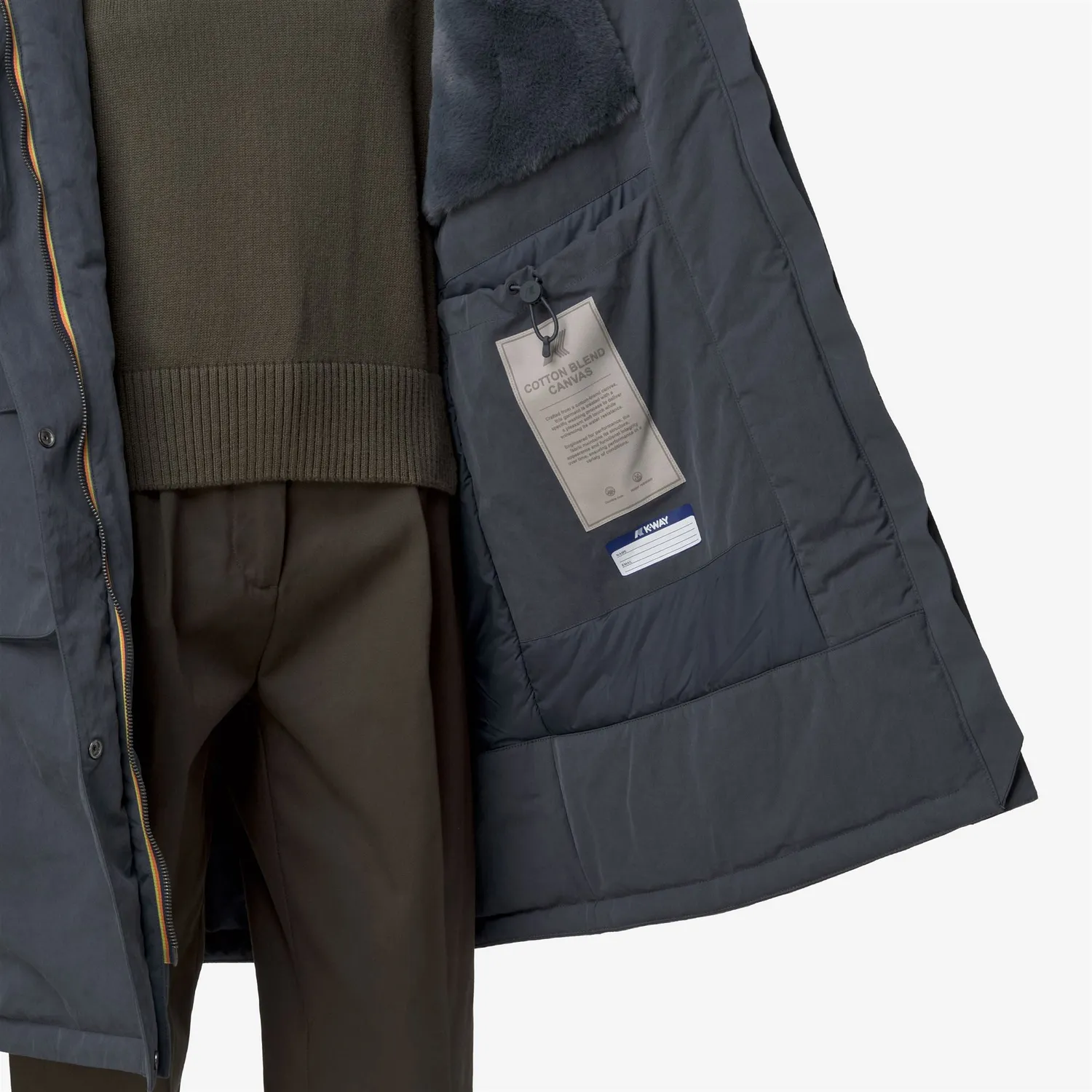 K-Way Brunil Cotton Feel palton femei albastru lung calduros