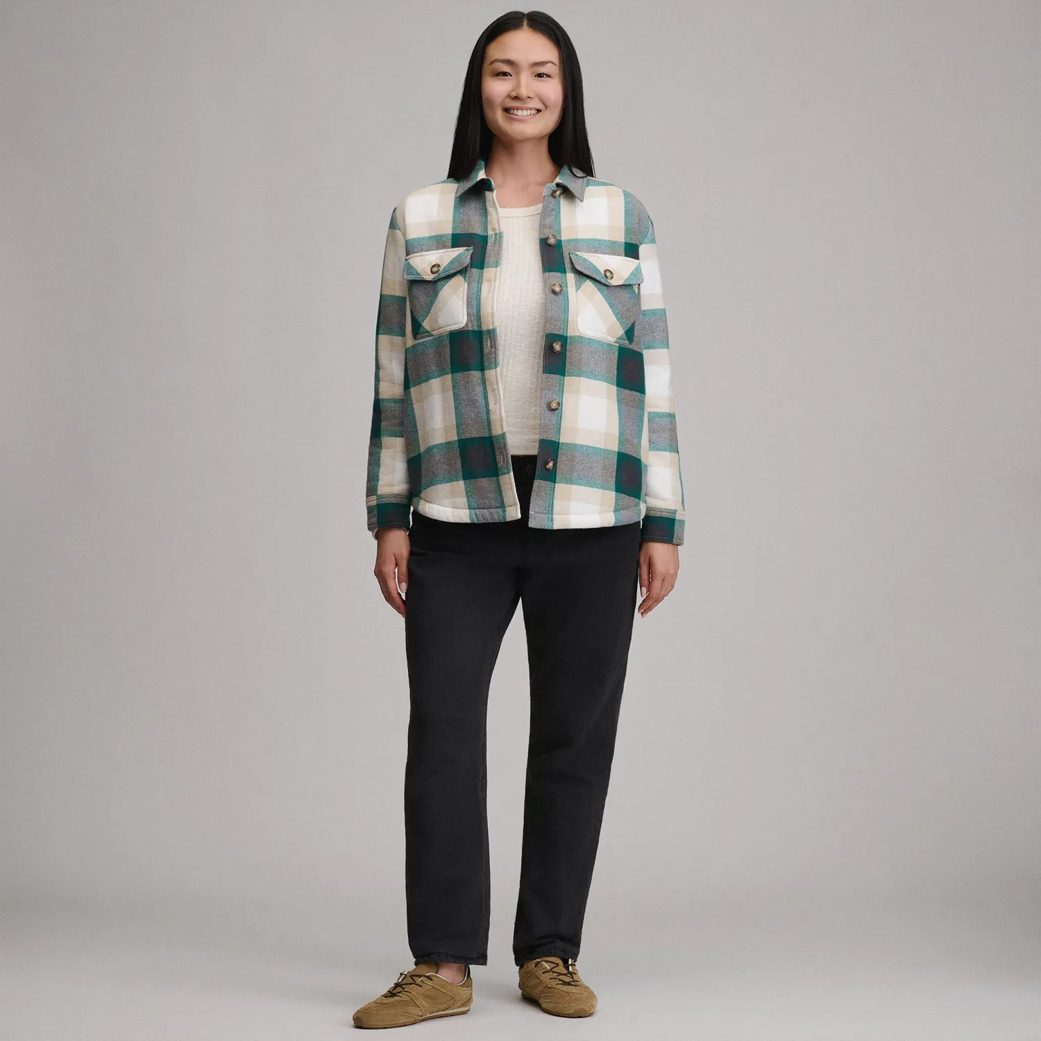 Eddie Bauer Heritage jacheta camasa Sea Glass sherpa