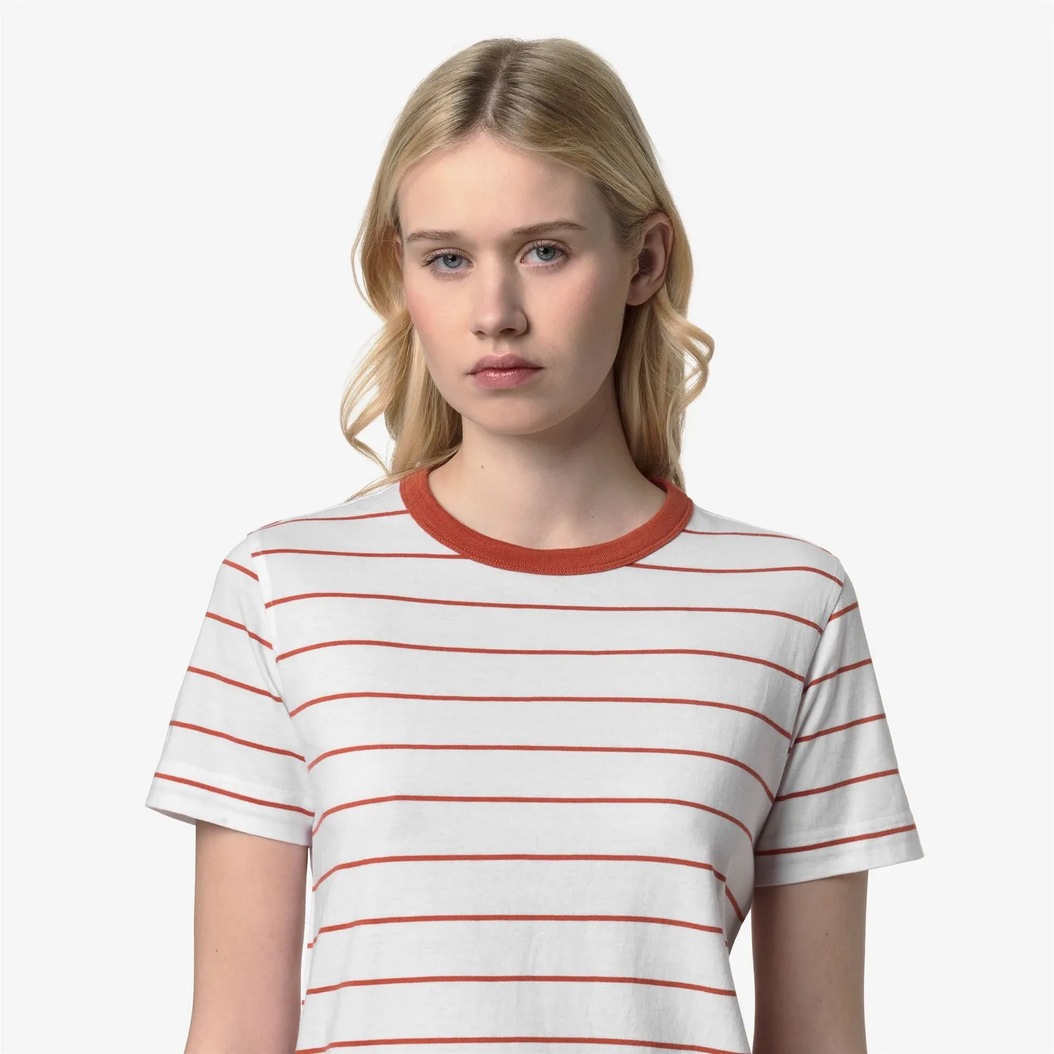 K-Way Elodie Mid Stripes Jersey tricou dama White-Orange dungi
