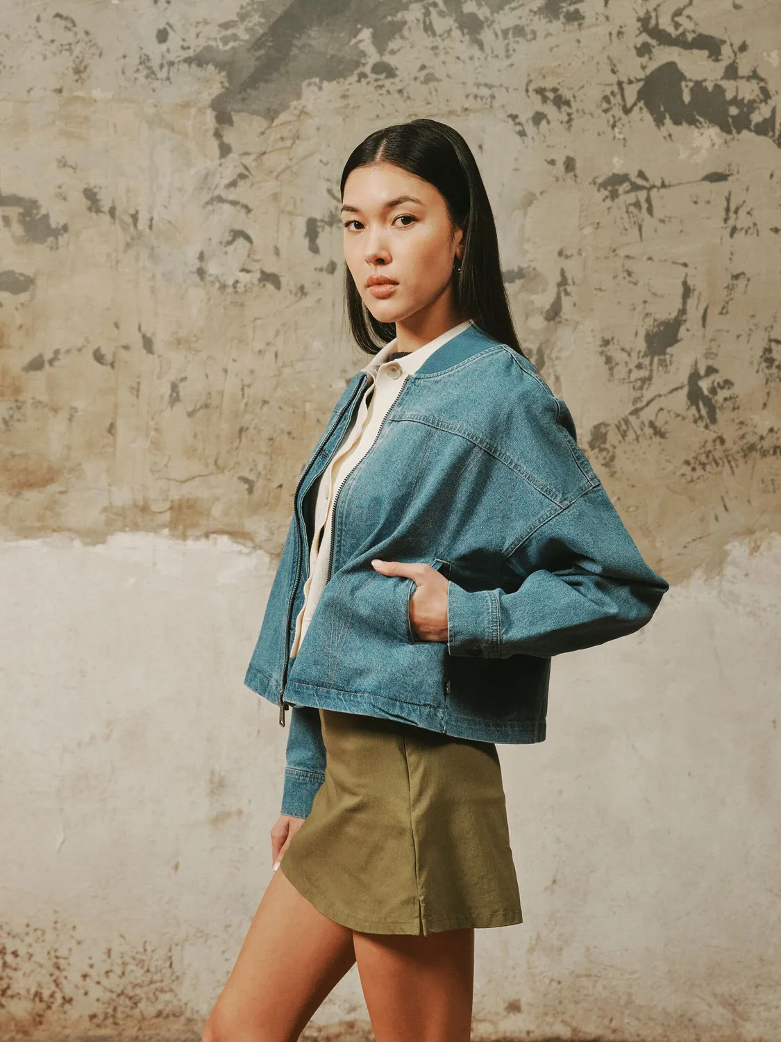 Alpha Industries Denim Relaxed Flight geaca dama denim blue poliester