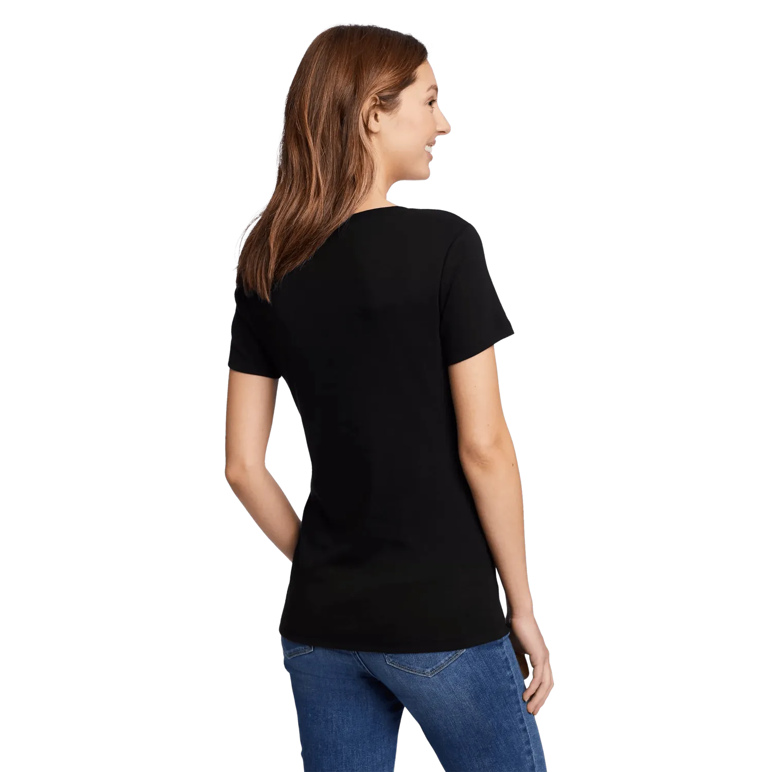 Eddie Bauer Favorite Fav Short-Sleeve V-Neck tricou alb bumbac