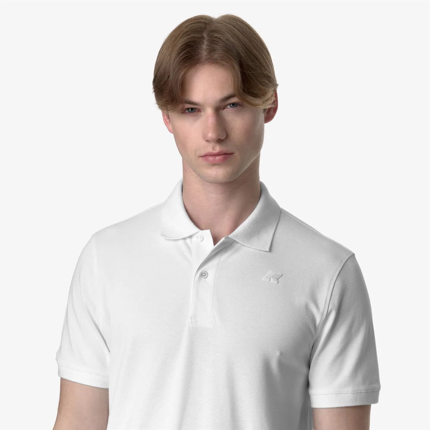 K-Way Amedee Slim polo barbati alb din bumbac