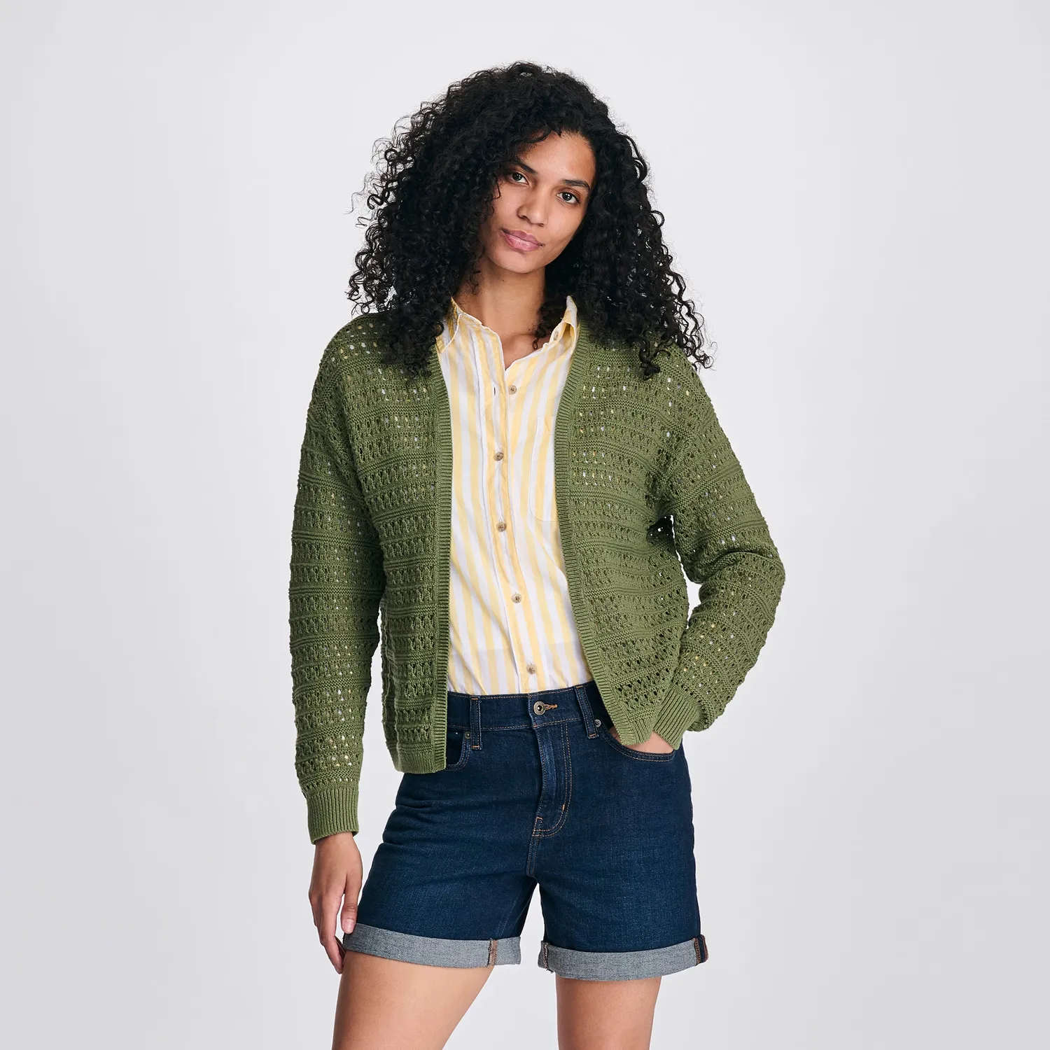 Eddie Bauer Open Stitch cardigan damă bumbac ușor