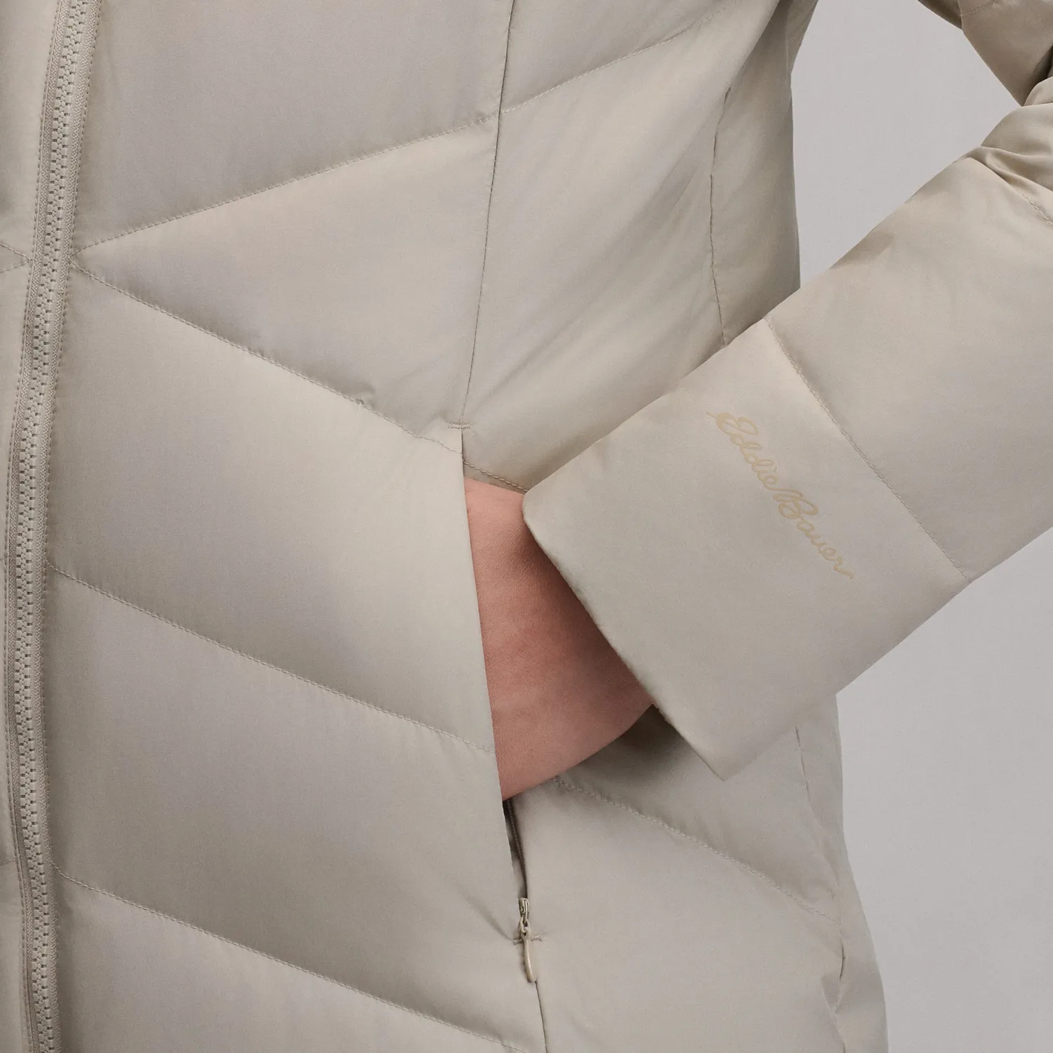 Eddie Bauer Classic Down Parka palton puf damă negru lung