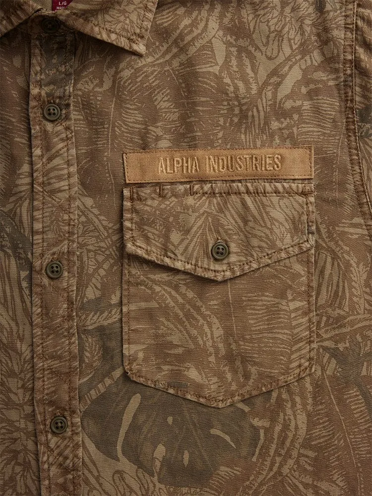 Alpha Industries Botanic Jungle Camo SS Shirt cămașă maro bumbac