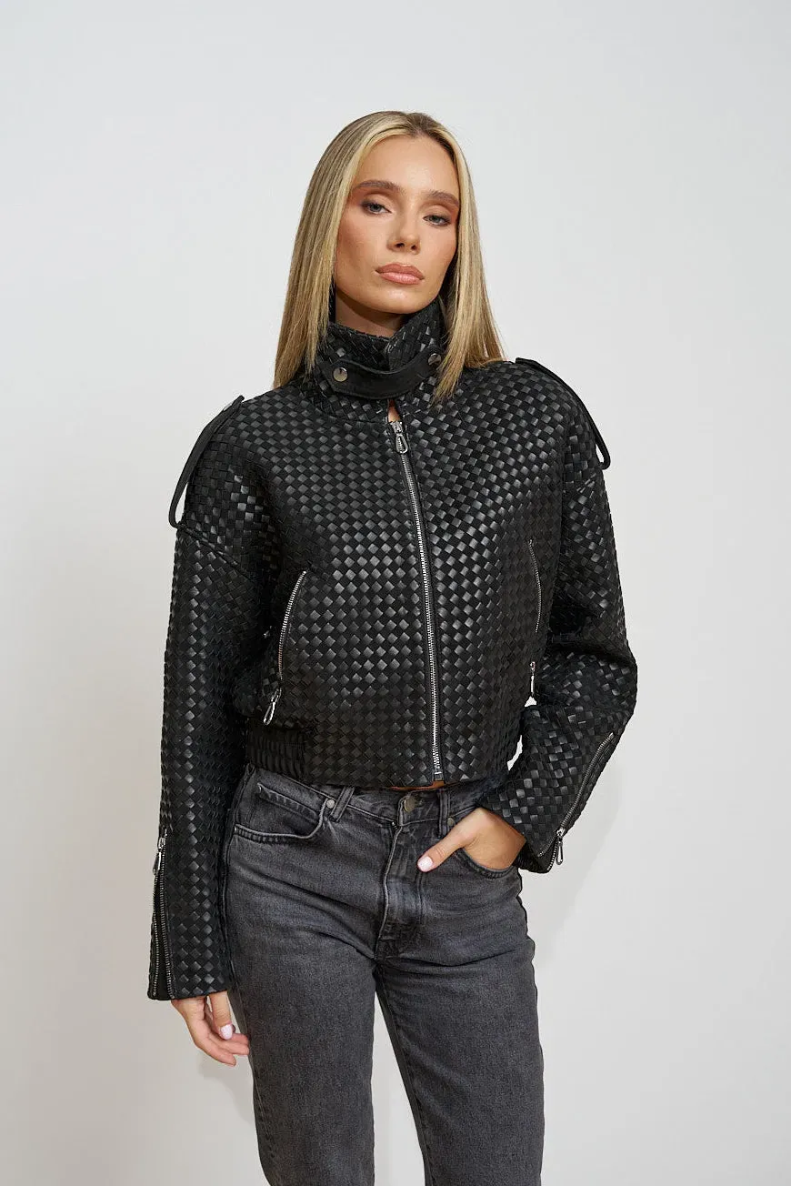 Mareus Diamond Black 660 geacă piele neagră crop