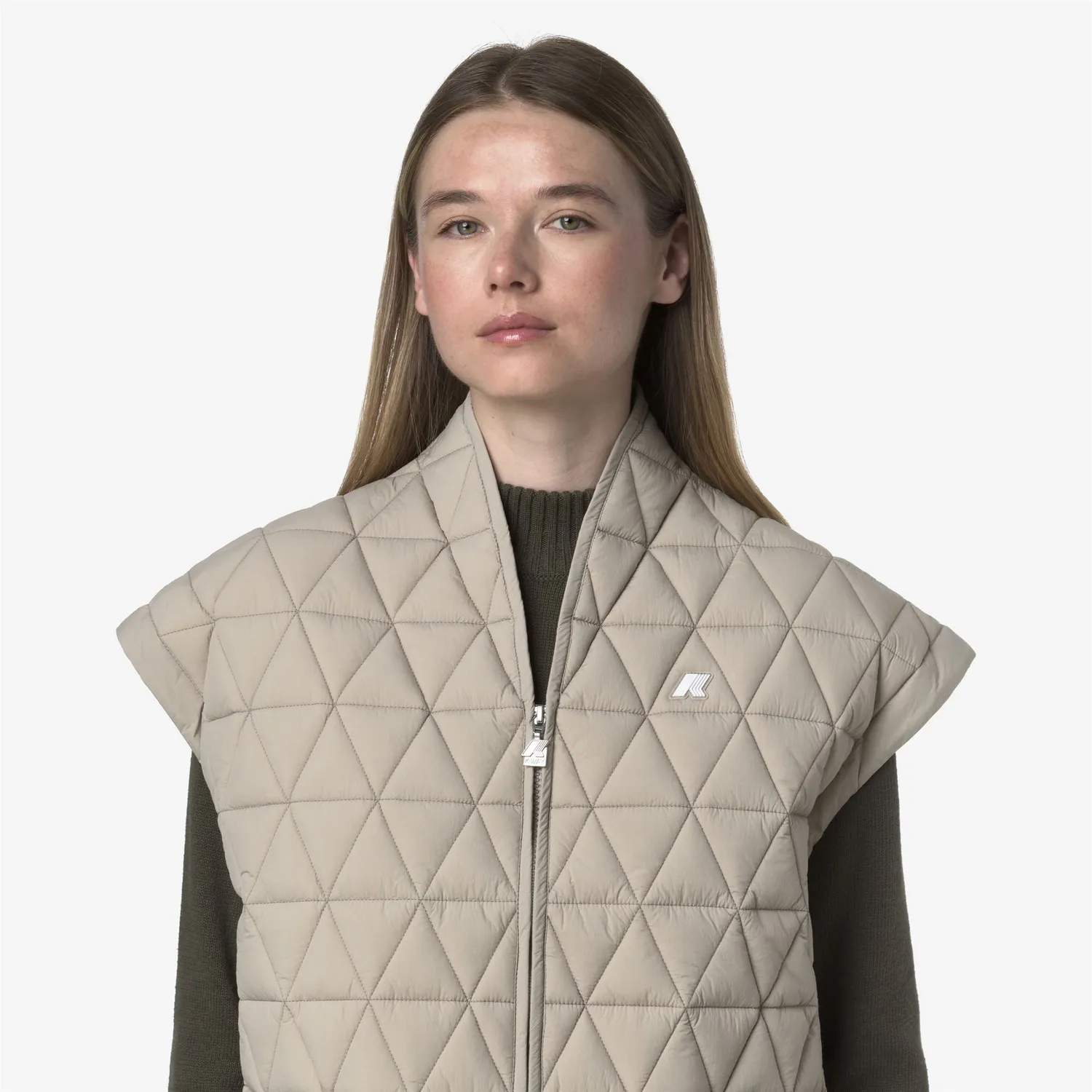 K-Way Saloire Diamond vesta dama bej matlasata