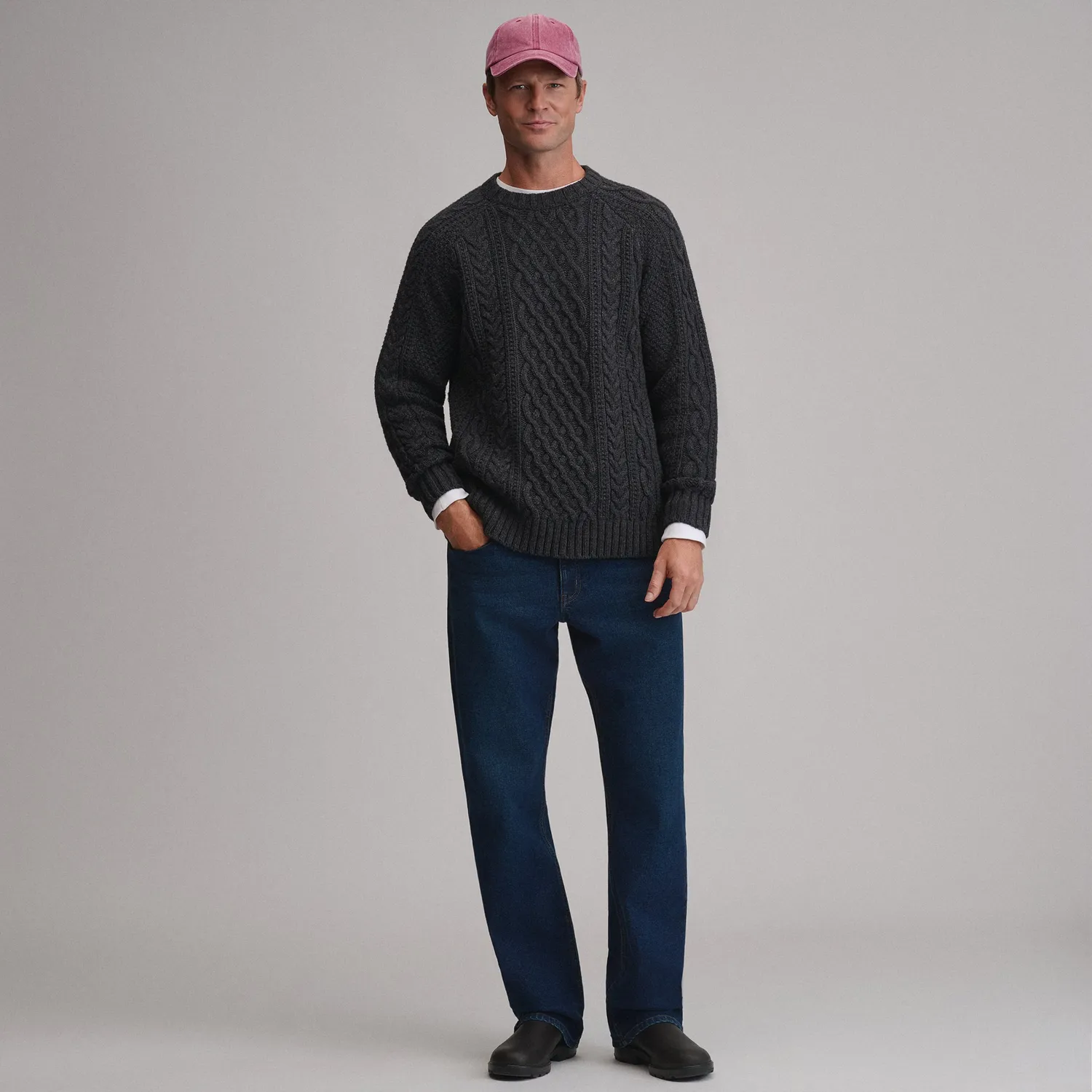 Eddie Bauer Northwest Cable-Knit pulover Natural tricotat