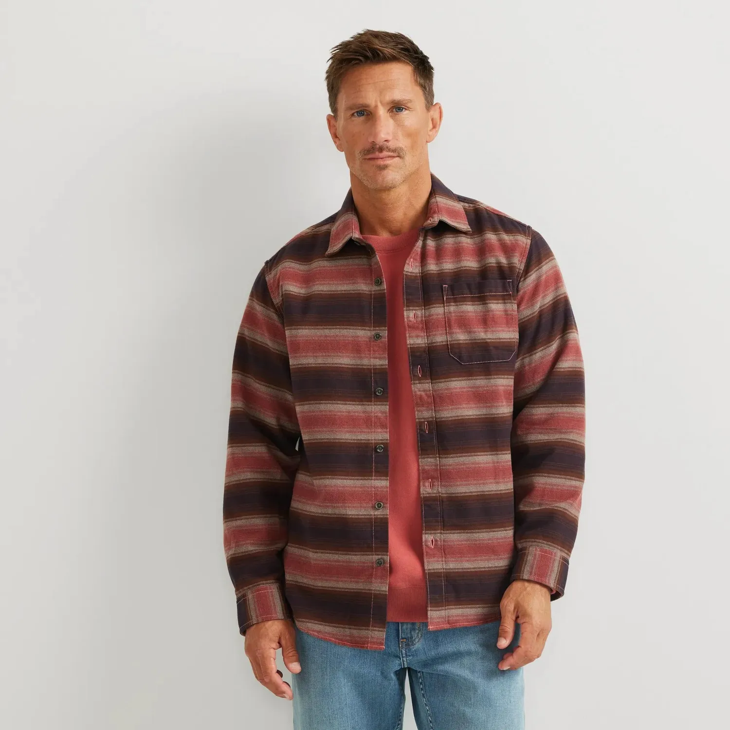 Eddie Bauer Favorite cămașă flanel crem carouri