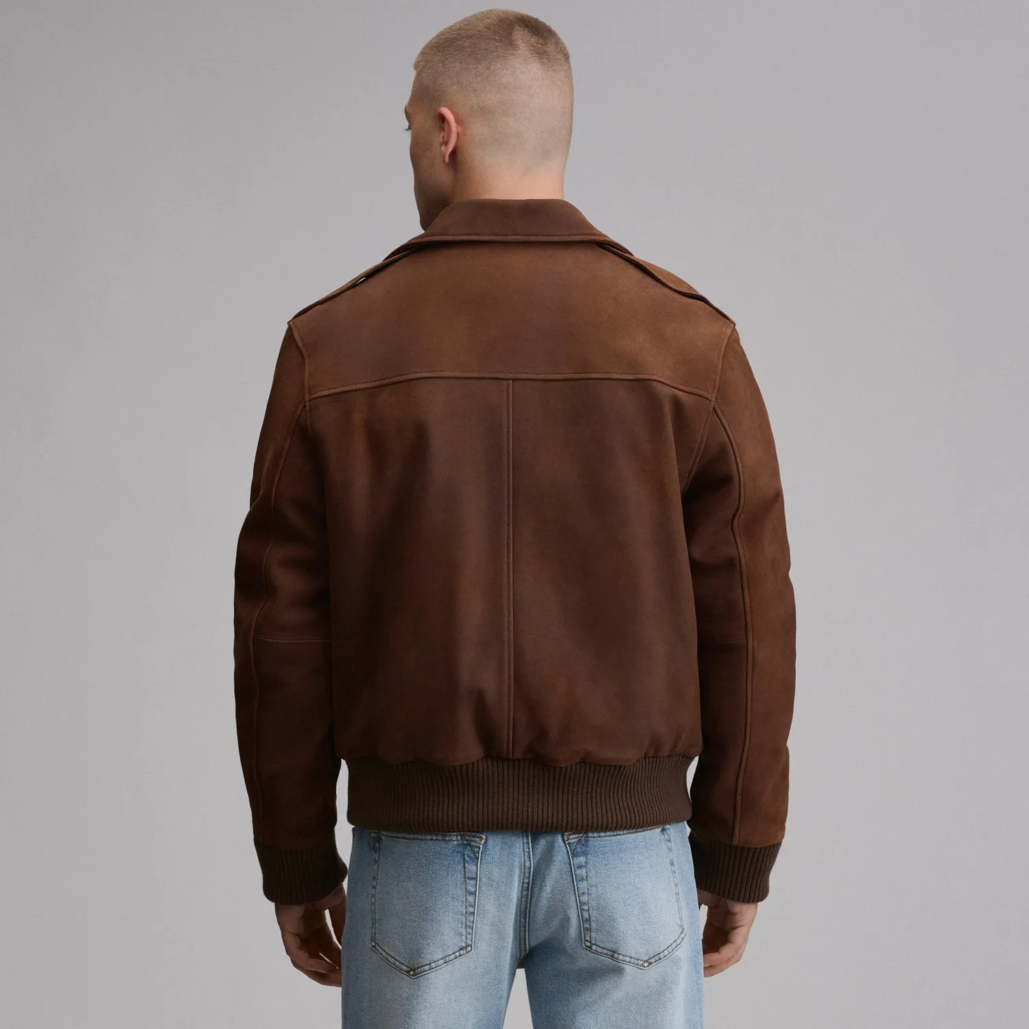 Eddie Bauer Leather Bomber geaca piele barbati Brown