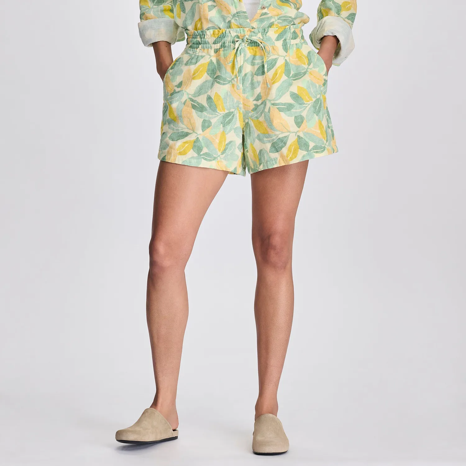 Eddie Bauer Woven Cotton Slub sort dama bumbac bej