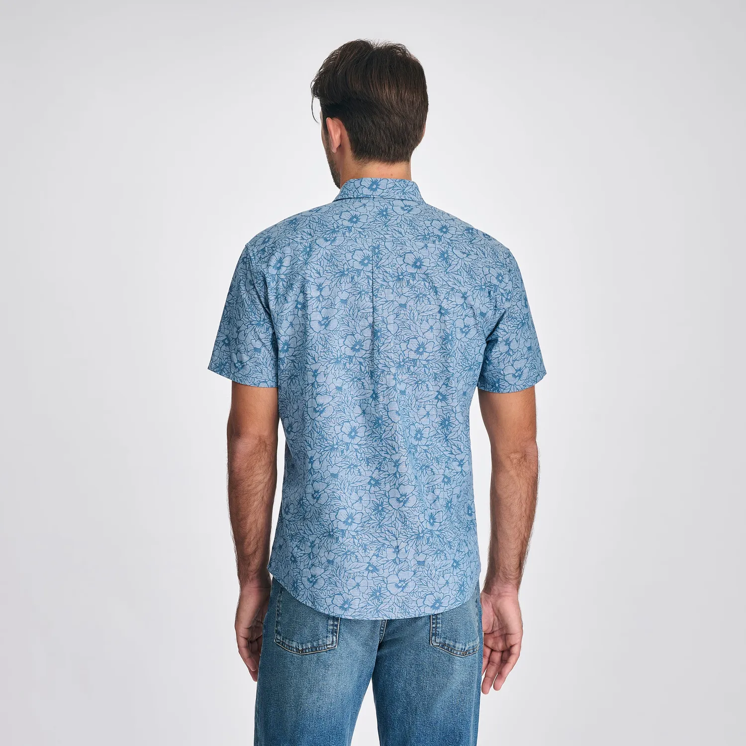 Eddie Bauer Camano cămașă mânecă scurtă Chambray Blue bumbac