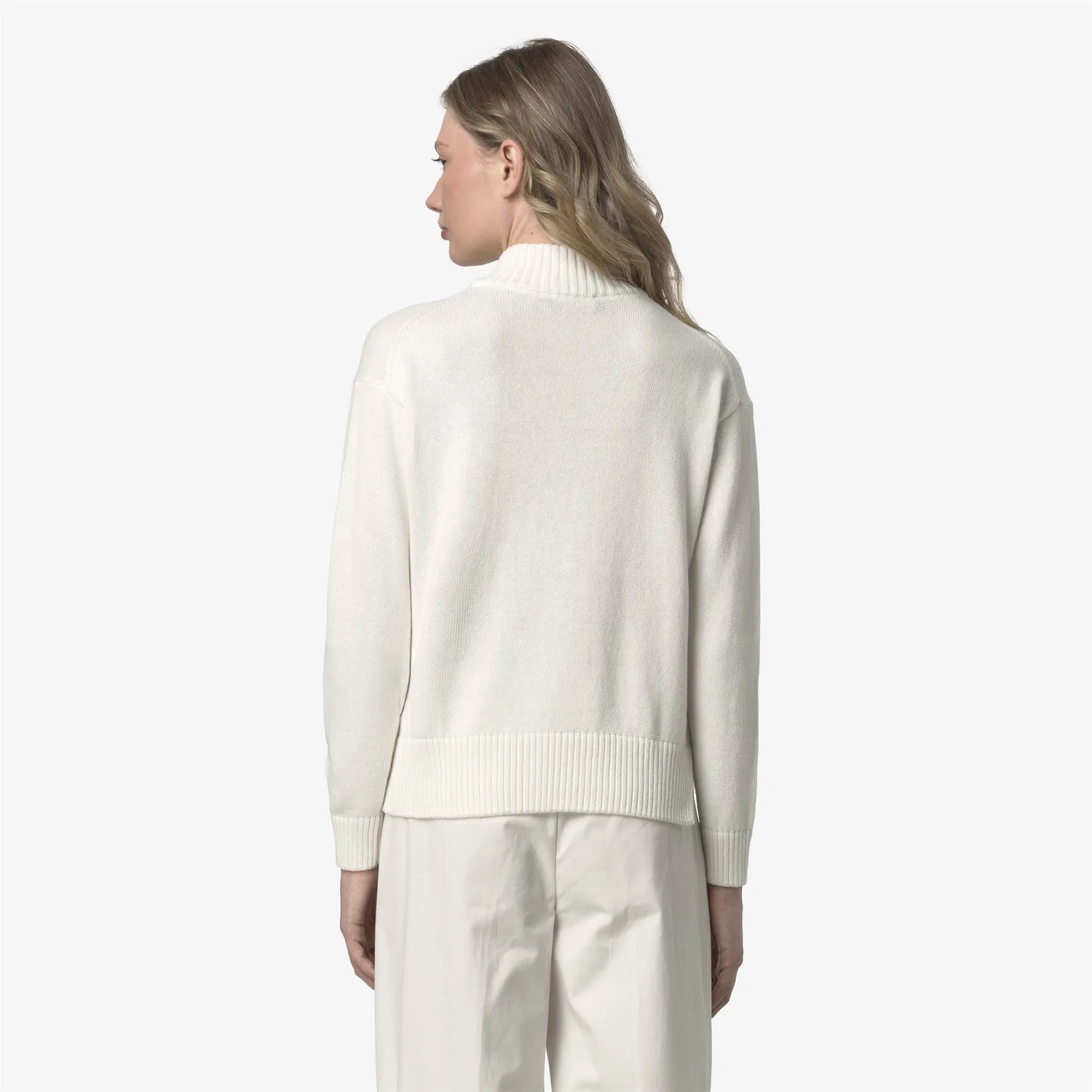 K-Way Agata Cotton Cashmere pulover damă alb cu cașmir