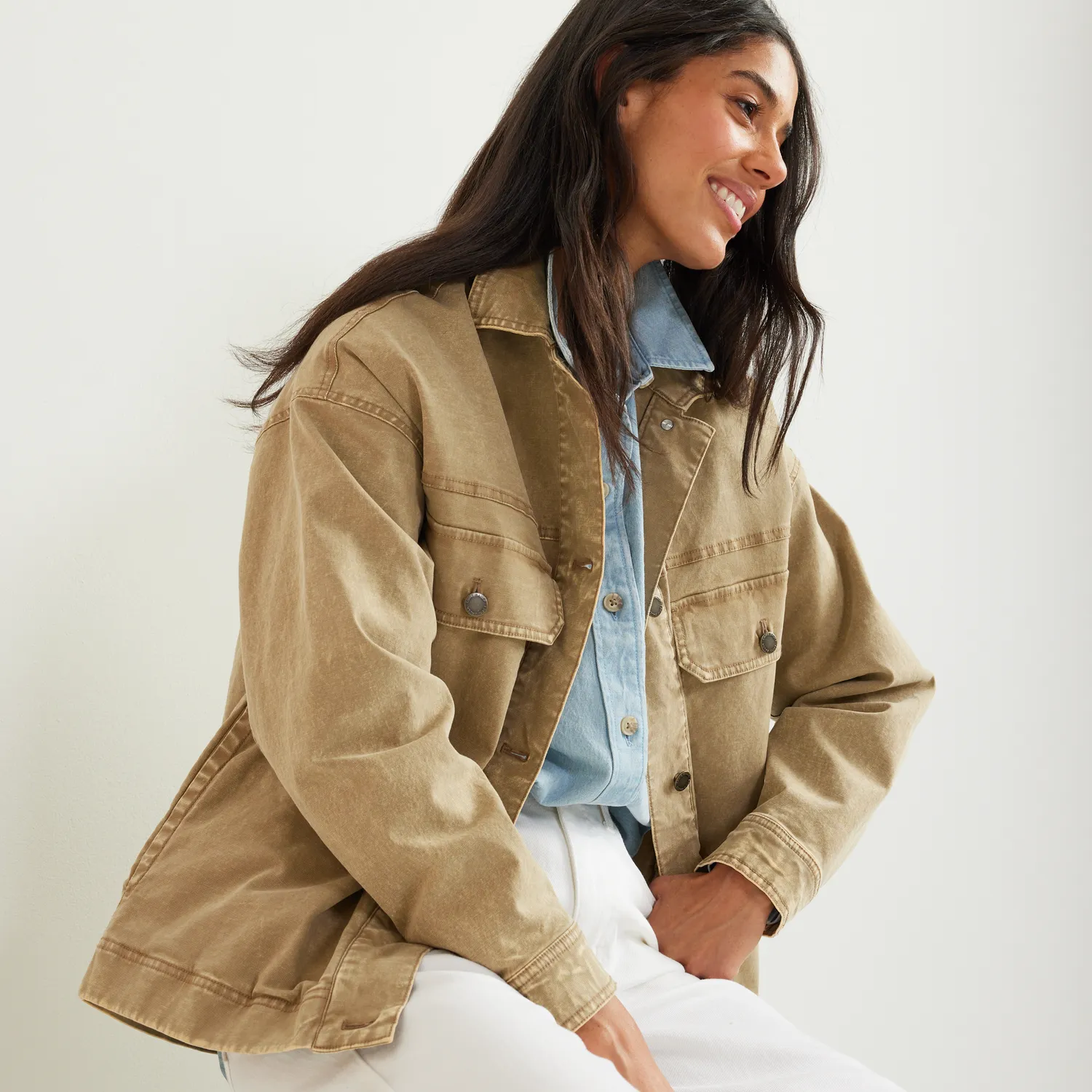 Eddie Bauer Seabrook geacă damă kaki spălată lejeră