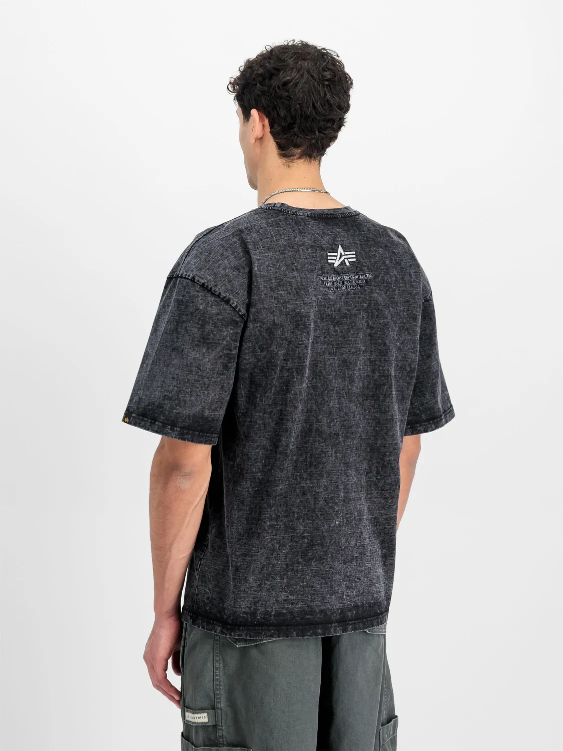 Alpha Industries Acid Logo tricou negru bumbac gros 280g
