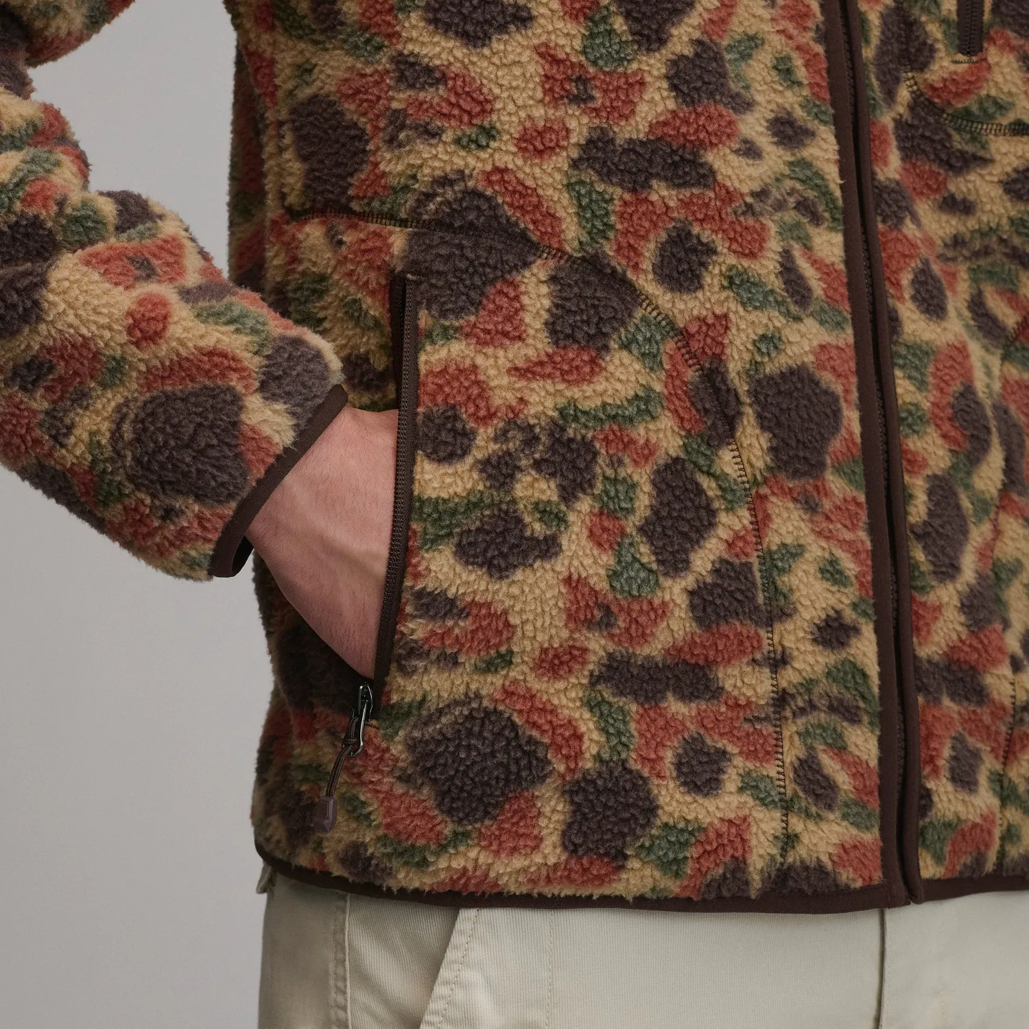 Eddie Bauer Journey Full-Zip Print hanorac fleece Dark Sand calduros