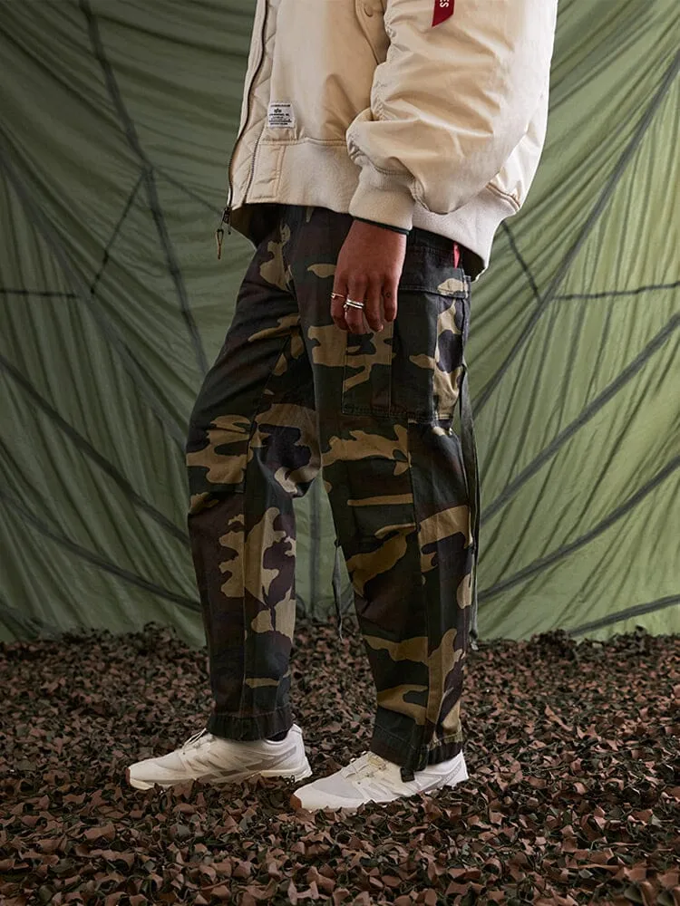 Alpha Industries Cotton Jogger pantaloni camuflaj Woodland