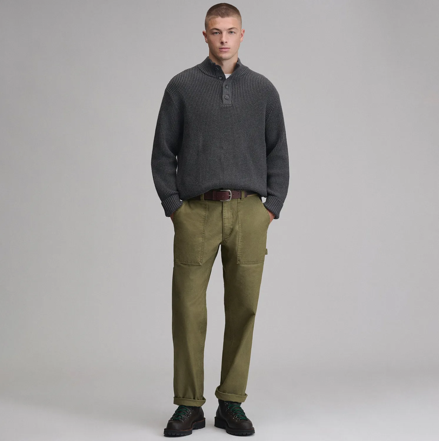 Eddie Bauer Signature Button-Up pulover Jute cald