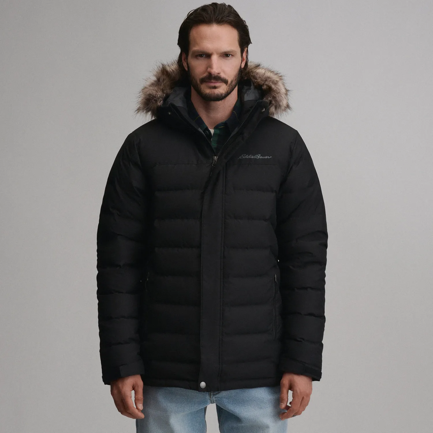 Eddie Bauer Boundary Pass Down Parka palton barbati negru puf