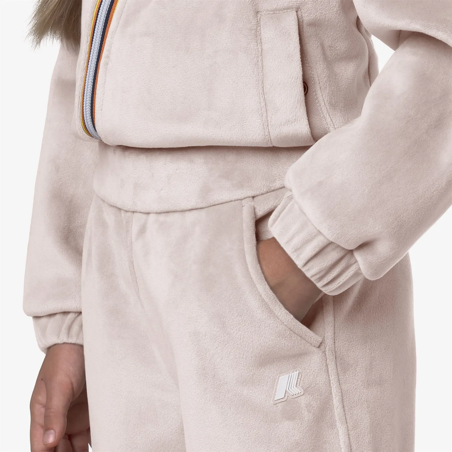 K-Way Jenny Velour pantaloni fete roz polar evazati