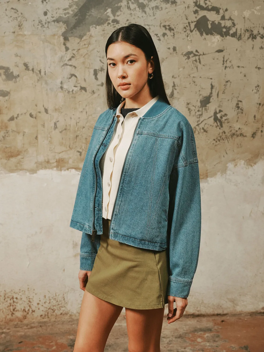 Alpha Industries Denim Relaxed Flight geaca dama denim blue poliester