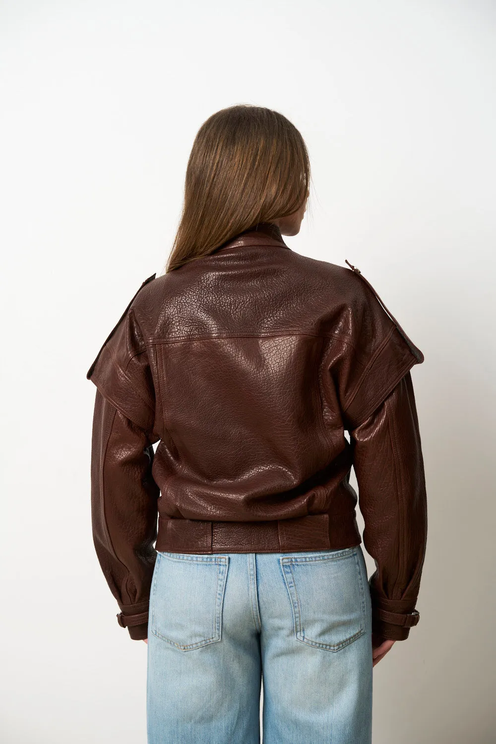Mareus 619 geacă piele damă cognac amber piele jumbo