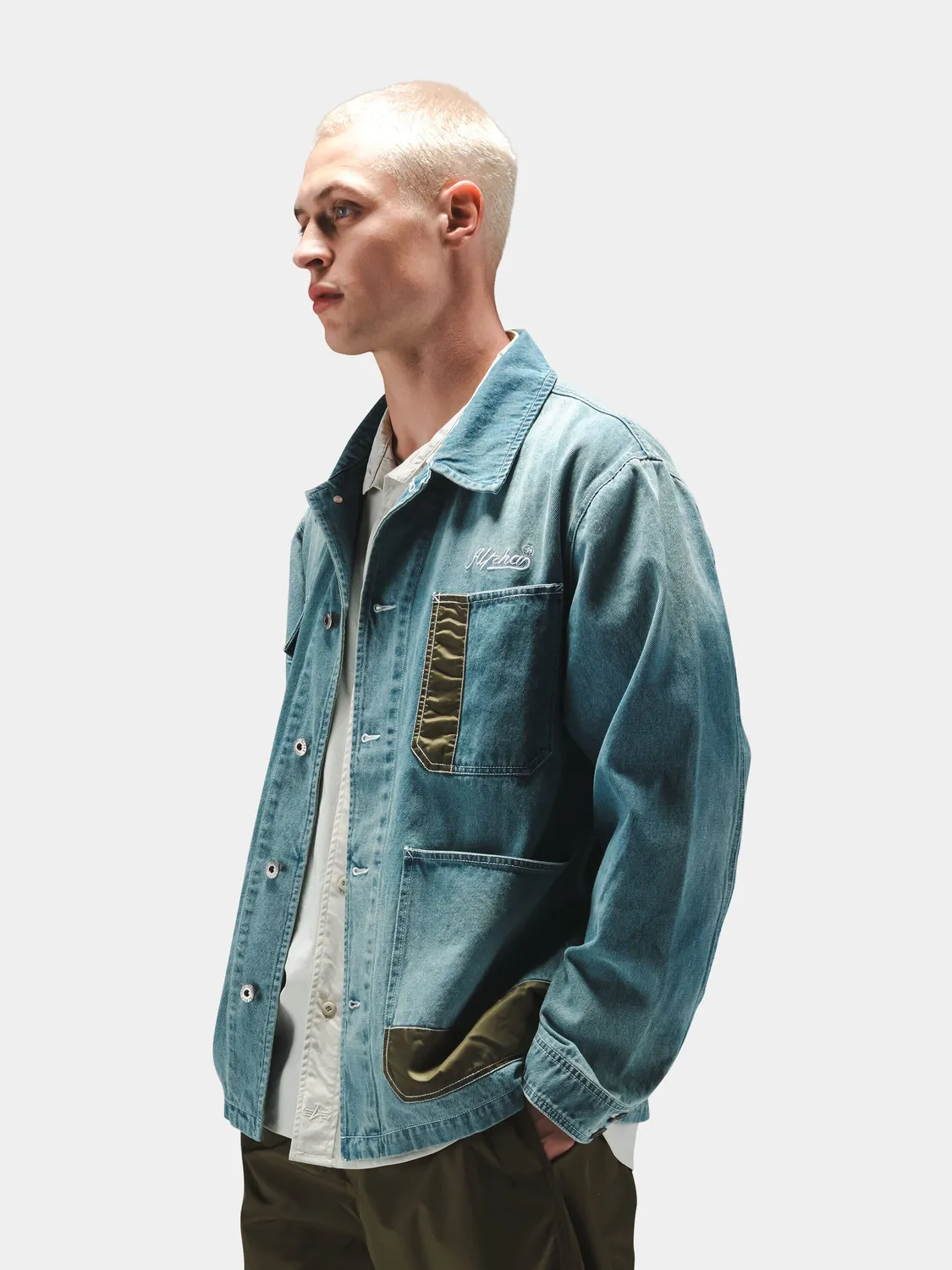 Alpha Industries Denim Chore palton Denim Blue bumbac