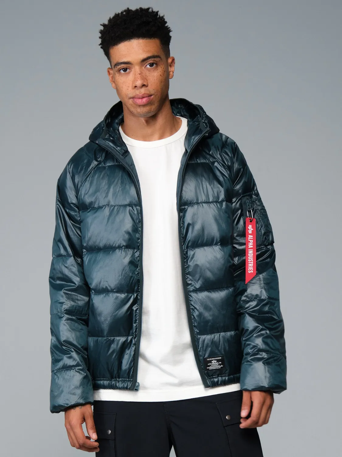 Alpha Industries Laughlin Ultralight geaca puffer Midnight Teal gluga