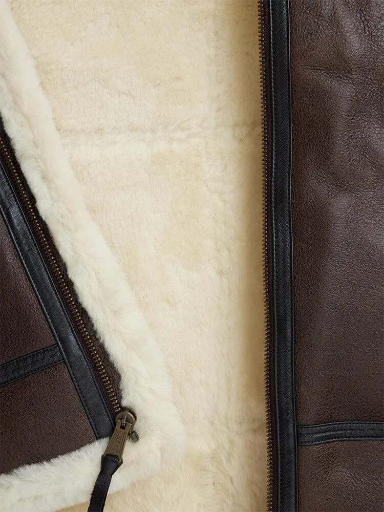 Alpha Industries B-3 Sherpa geaca piele maro shearling