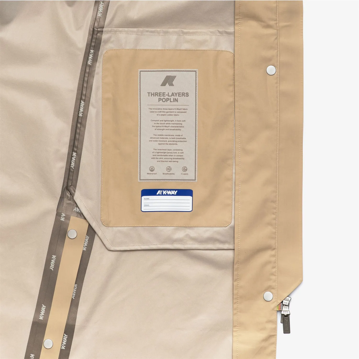 K-Way Jesy 3L Poplin palton lung Beige Rope din bumbac