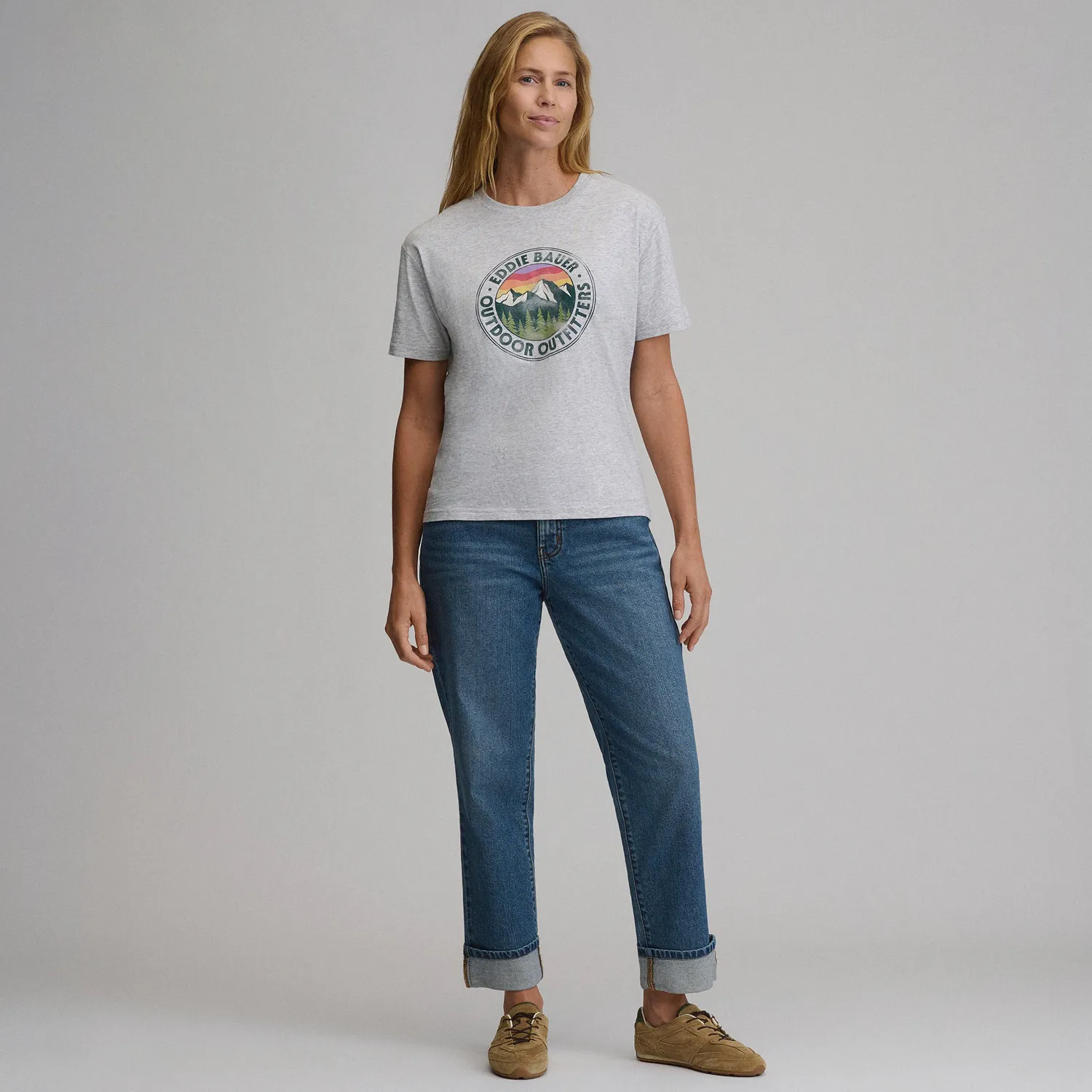 Eddie Bauer Outdoor Outfitters tricou femei gri bumbac